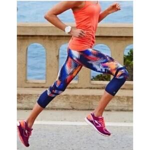 Athleta Leggings Womens X Small Blue‎ Red Lava Sonar Capri Crop
